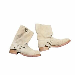 Vintage Shoe Company Tan Juliet Suede Moto Boots